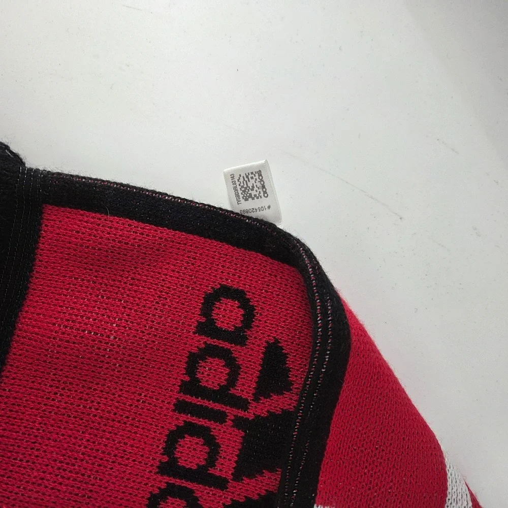 Adidas AC Milan Soccer Scarf Red Black Checkered Striped W38585 AZ4001